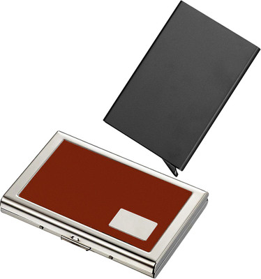 

Stealodeal Black Automatic Pop-Up RFID Case With Brown Debit Cards Keeping 8 Card Holder(Set of 2, Black, Brown)