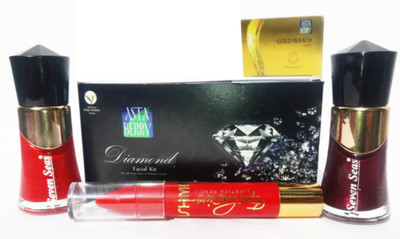 

femina09 seven seas nail polish red/purple diamond facial kit 58gm ishme lipstic total 4 item(Set of 5)