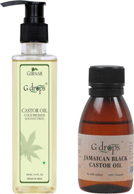 

G Drops Cold Pressed and Jamaican Black Castor Oil Combo Set of 2 ( 200 ml + 70 ml ) Hair Oil(270 ml)