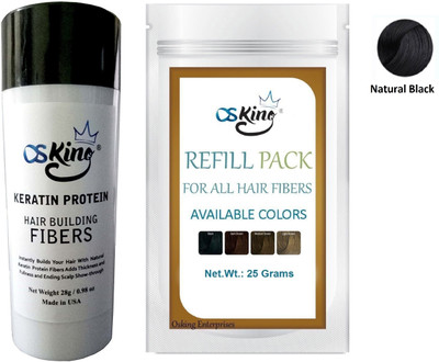 

Osking Hair Building Fiber 25 grams Refill + Fiber 28 grams suitable for men and women, Available in Different Size and Colours.( Natural Black)(25 g)