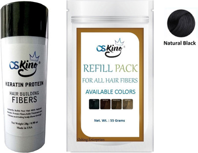 

Osking Hair Building Fiber 55 grams Refill + Fiber 28 grams suitable for men and women, Available in Different Size and Colours. (Natural Black)(55 g)