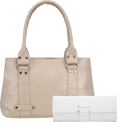 

Lady bar Hand-held Bag(Beige, White)
