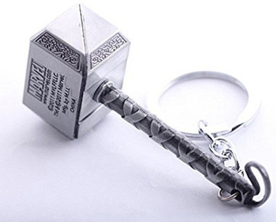 IBEX Thor Hammer Marvel Avengers Superhero Silver Metal Ring Key Chain Key Chain