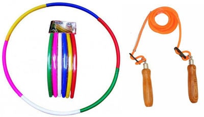 

FACTO POWER Fat Burner Hoopa Hula Ring and Wooden Handle Orange Color Skipping Rope Gym & Fitness Kit