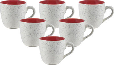 

PUNCHAM RS Marble Red Ceramic(Red, Pack of 6)