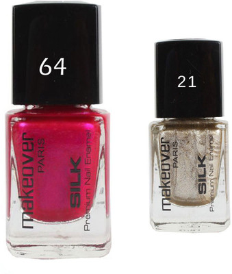 

Makeover Professional Nail Paint Combo Velvet-Wine-64 , Hot-Silk-Golden-21 (9 ml, Pack of 2) Multi(Pack of 2)