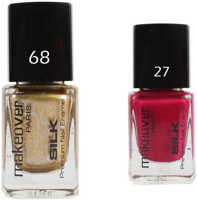 

Makeover Professional Nail Paint Combo Sparking-Golden-68 , Love-Affair-27 (9 ml, Pack of 2) Multi(Pack of 2)