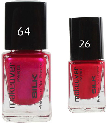 

Makeover Professional Nail Paint Combo Velvet-Wine-64 , Cherry-Red-26 (9 ml, Pack of 2) Multi(Pack of 2)