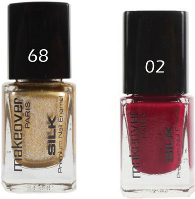 

Makeover Professional Nail Paint Combo Sparking-Golden-68 , Hot-Red-02 (9 ml, Pack of 2) Multi(Pack of 2)