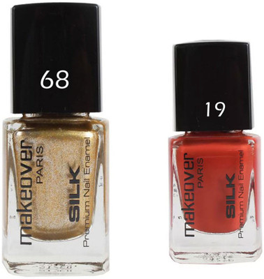 

Makeover Professional Nail Paint Combo Sparking-Golden-68 , Spicy-Magneta-19 (9 ml, Pack of 2) Multi(Pack of 2)