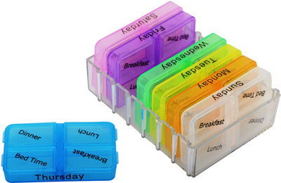

Store2508 7 Days Combo Deal – 7 Days Medicine Pill Organiser + Zippered EVA Hard Case for Storing Medicines or other items. Pill Box(Multicolor)