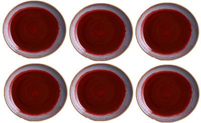 

caffeine Ceramic Handmade Pink 10" Round Plates- Set of 6 plates Dinner Plates(Pack of 6)