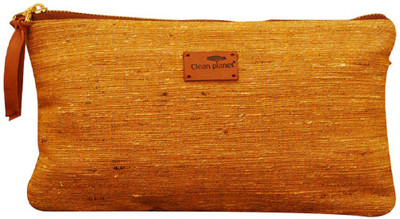 

Clean Planet Khadi Pouch/Clutch Mustard Yellow Ecofriendly Handcrafted Pouch(Yellow)