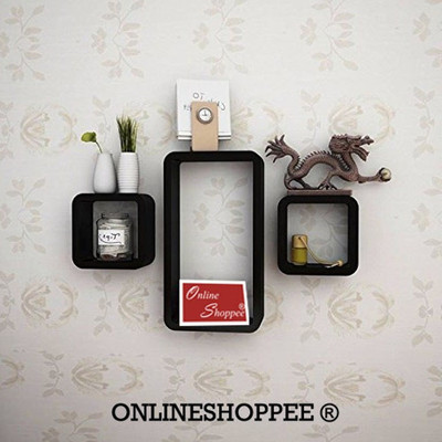 

Onlineshoppee Cube Shape Floating MDF Wall Shelf(Number of Shelves - 3, Black)
