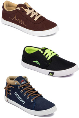 

Asian men's casual & running shoes combo pack of 3 Casuals For Men(Multicolor