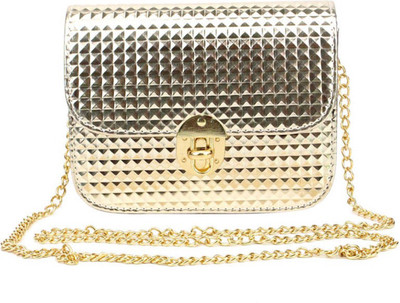 

BLINGG Women Evening/Party Gold Genuine Leather Sling Bag