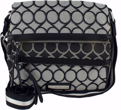 

Nine West Women Casual Grey, Black PU Sling Bag, Black;grey