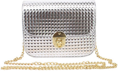 

BLINGG Women Evening/Party Silver Genuine Leather Sling Bag