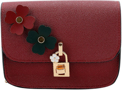 

BLINGG Women Casual Red Genuine Leather Sling Bag