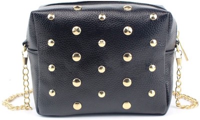 BLINGG Black Clutch Golden Rivets Rectangle Sling Bag