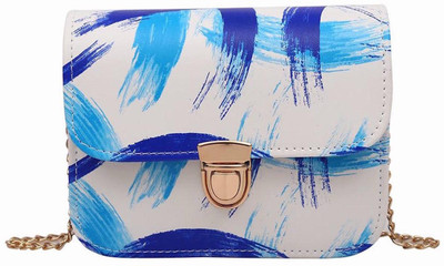 

BLINGG Women Casual Blue, White Genuine Leather Sling Bag