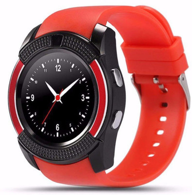 

University Trendz smart wrist watch phone with sim Bluetooth and memory card slot (V8) Red Smartwatch red Smartwatch(Red Strap Free Size)