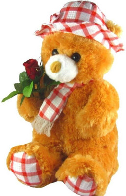 Aparnas gift this brown teddy bear 35cm this valentines day birthday love girl - 35 cm(Brown, Red)