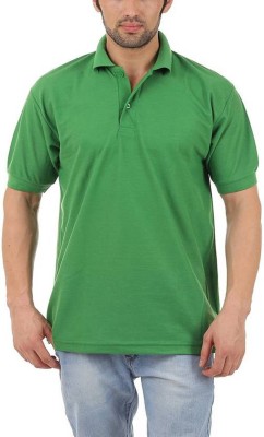 T.N.X Solid Men Polo Neck Green T-Shirt