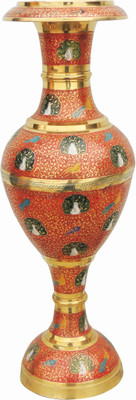 Brass Gift Center Flower pot with ahdnwork Brass Vase(18.8 inch, Red) available at flipkart for Rs.10499