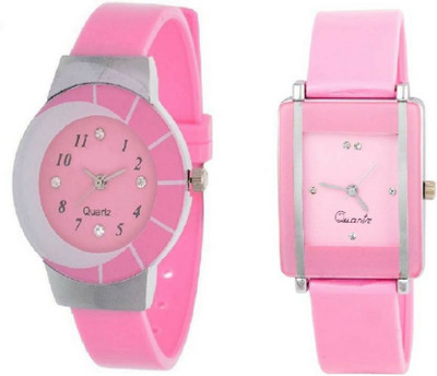 

Bhavy Fancy Pink Zebra Style And Pink Square Combo Watch - For Girls