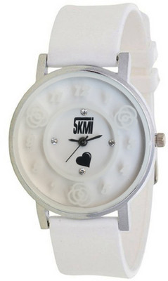 

Skmi Rose Printed Dial Fancy Look Designer White Strap Valentine Gift For Your Love For Women And Girls Watch - For Girls