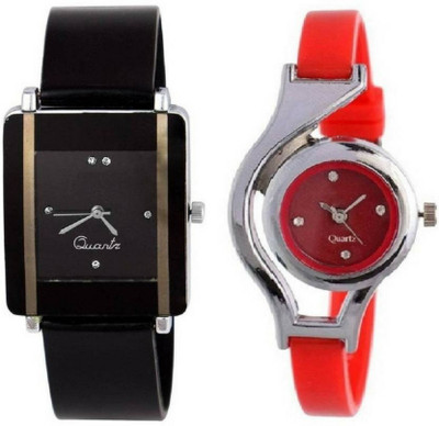 

Eiffel Time Black square +red world cup stylish combo Watch - For Girls