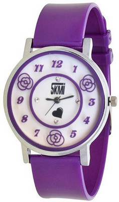 

Skmi Rose Printed Dial Fancy Look Designer Purple Strap Valentine Gift For Your Love For Women And Girls Watch - For Girls