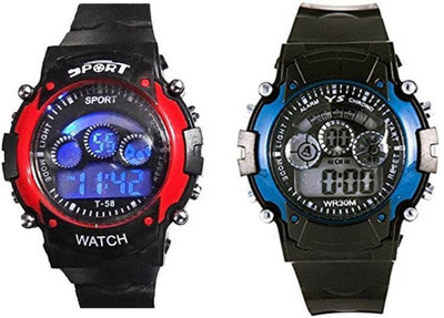 T TOPLINE New StylishDigital Blue-SkyBlue 7 Lights Boys watch JT-005 Watch - For Boys
