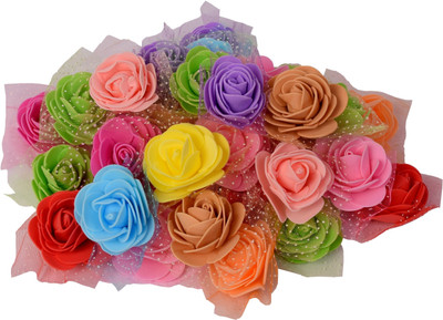 

Vardhman 20 Pieces Artificial Foam Mesh Rose Big Size Flowers for Decoration purposes,Gift Packaging, Tiaras, Bouquets, Multicolor, size 6 x 6 x 2.5 cm