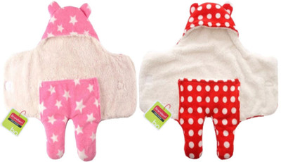 BRANDONN Polka  Swadding Baby Blanket(Polyester, Red, Pink, Pink;red