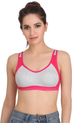 Fashion Comfortz Women Sports Non Padded Bra(Pink, Grey)