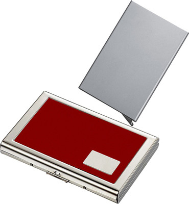 

Stealodeal Silver Automatic Pop-Up RFID Case With Red Debit Cards Keeping 8 Card Holder(Set of 2, Silver, Red)
