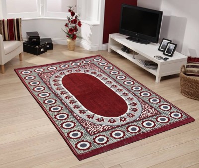 New panipat textile zone Maroon Chenille, Polyester, Cotton Polyester Blend Carpet(5 ft,  X 7 ft, Rectangle)