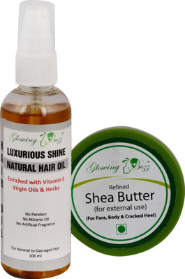 

Glowing Buzz Combo of Shea Butter and Luxurious Shine Natural hair Oil(Set of 1)