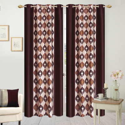 

Wonder Fab 213.36 cm (7 ft) Polyester Door Curtain (Pack Of 2)(Printed, Brown)