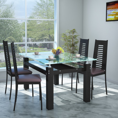 

Parin Glass 4 Seater Dining Set(Finish Color - brown)