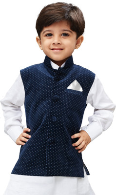 jbn CREATION Sleeveless Solid, Polka Print Boys Jacket