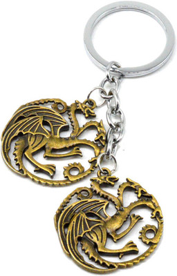 

Faynci Game of Thrones Shield Round Coin Metal Targaryen logo family crests Dragon Keychain Key Chain