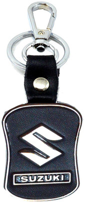 

Faynci Premium Quality Brown Leather Keychain Compatible for SUZUKI Car Logo Locking Key chain Key Chain
