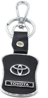 faynci Premium Quality Leather Keychain Compatible for TOYOTA Car Logo with Chrome Metal Locking Key chain Key Chain