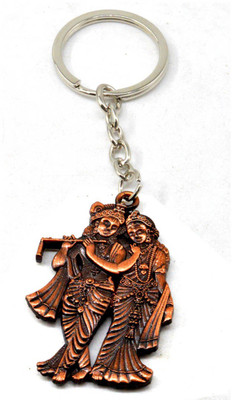

Faynci Antique Golden Plated Radha Krishna Double Sided High Quality Metal Key Chain Key Chain