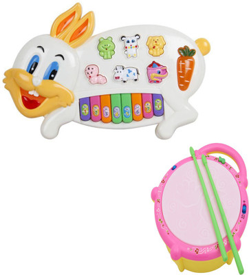 

Speoma Rabbit Piano and Flash Drum for Kids (Multicolor) Combo(Multicolor)