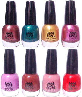 

Makeup Mania Premium Nail Polish - Combo of 8 Trendy Nail Paint Set- (MM# 24-38) Shiny Brown Golden Green Pink, Light Pink, Nude, Brown, Red(Pack of 8)