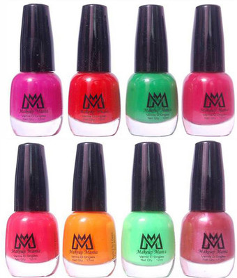 

Makeup Mania Premium Nail Polish - Combo of 8 Trendy Nail Paint Set- (MM# 26-27) Pink, Red, Green, Orange, Light Orange, Light Brown(Pack of 8)